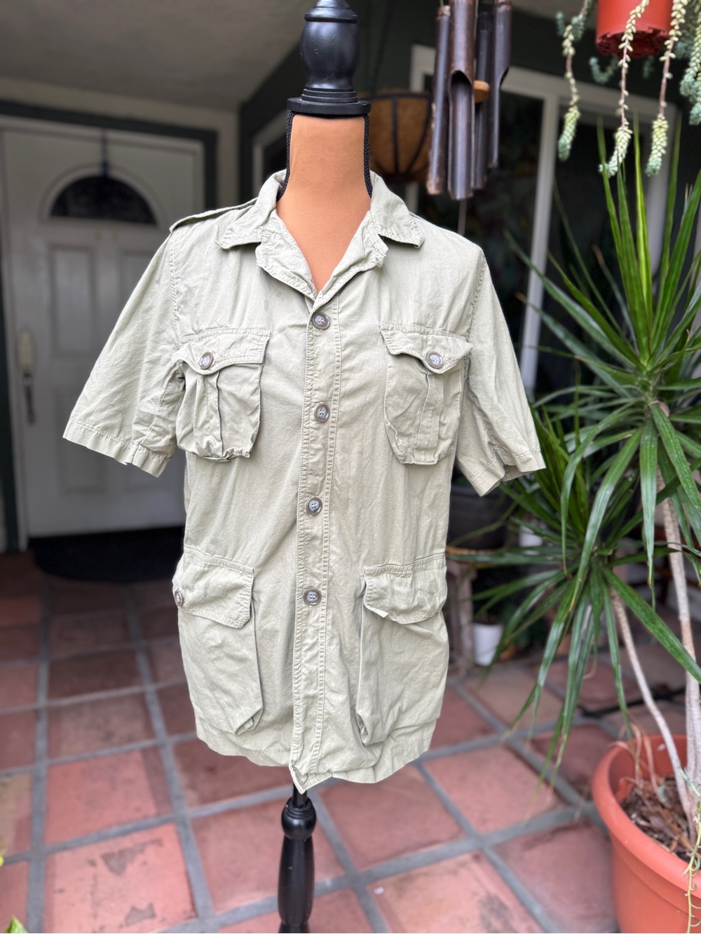 Men's Light Olive Short-Sleeve Military Field Jacket